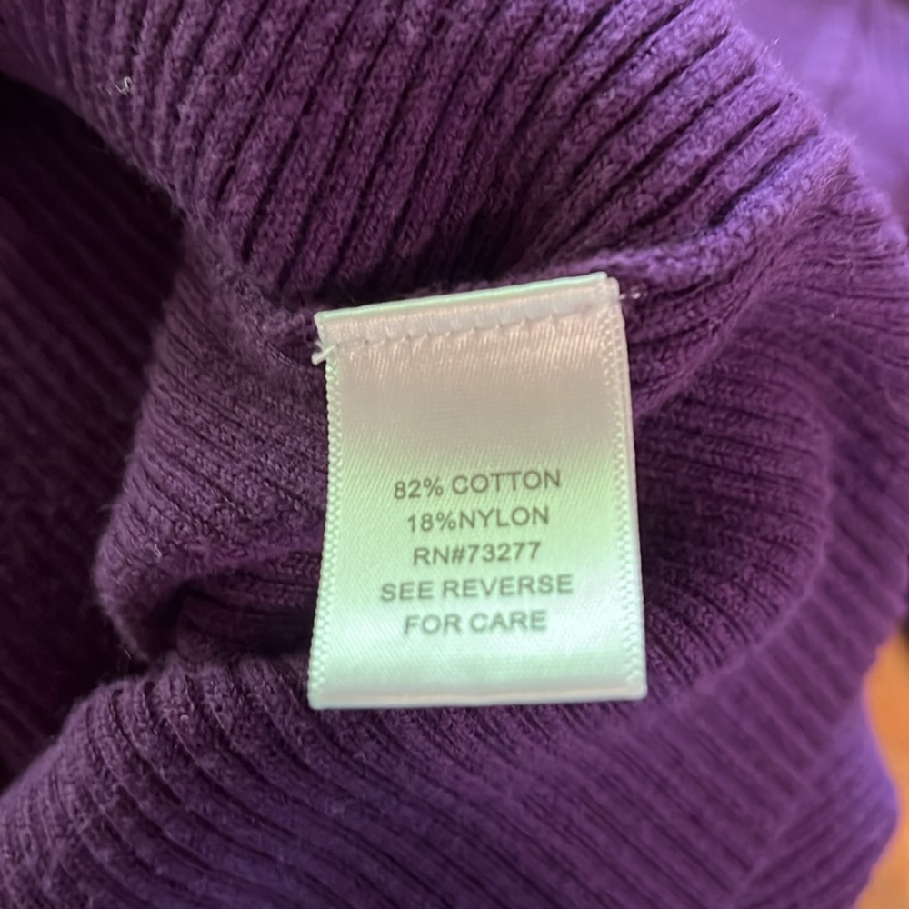 Kohl’s apartment nine extra large purple ribbed sweater with matching scarf - Picture 7 of 8